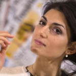 La candidata M5s a sindaco di Roma Virginia Raggi durante la conferenza stampa nella sede dell'Associazione Stampa Estera, Roma, 25 febbraio 2016. 
ANSA/ MASSIMO PERCOSSI