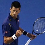 Serbia's Novak Djokovic reacts during his semi-final match against Switzerland's Roger Federer at the Australian Open tennis tournament at Melbourne Park, Australia, January 28, 2016. REUTERS/Jason Reed