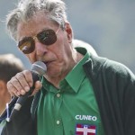 14/09/2013 Crissolo, pian della Regina, festa dei Popoli Padani 2013, nella foto Umberto Bossi sul palco durante il suo discorso;