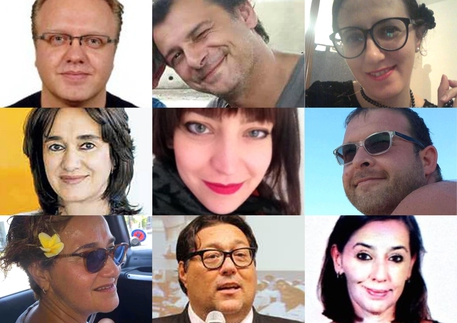 Una foto combo delle 9 vittime italiane della strage di Dacca, da sinistra e dall'alto in basso: Cristian Rossi, Vincenzo D'Allestro, Maria Riboli; Nadia Benedetti, Simona Monti, Marco Tondat; Adele Puglisi, Claudio Cappello, Claudia D'Antona.  ANSA/FACEBOOK - LINKEDIN
 +++ ATTENZIONE LA FOTO NON PUO' ESSERE PUBBLICATA O RIPRODOTTA SENZA L'AUTORIZZAZIONE DELLA FONTE DI ORIGINE CUI SI RINVIA +++ HO - NO SALES - EDITORIAL USE ONLY++
ANSA/RED