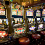 Row of slot machines on cruise ship