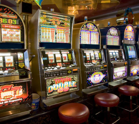 Row of slot machines on cruise ship