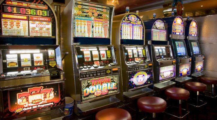Row of slot machines on cruise ship