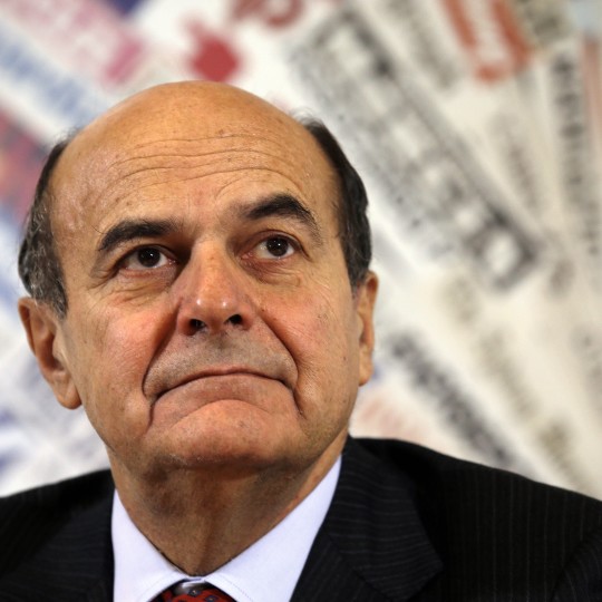 Democratic Party secretary Pierluigi Bersani listens to a question at the foreign press club in Rome, Thursday, Dec. 13, 2012. Bersani said on Thursday that he is certain that Berlusconi will not win the upcoming elections. (AP Photo/Gregorio Borgia)