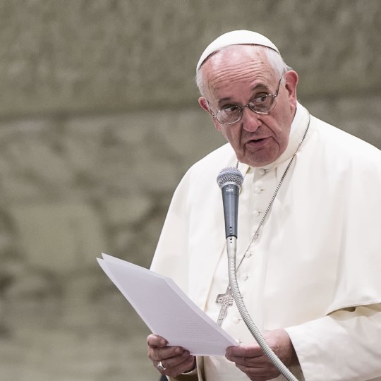 Pope Francis during an audience to Parish groups promoting evangelization, in the Paul VI hall at the Vatican, Saturday, Sept. 5, 2015. ANSA/ ANGELO CARCONI