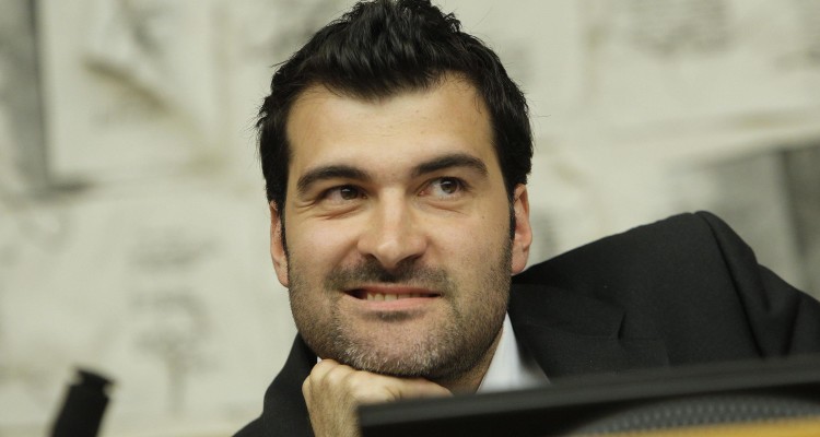 Riccardo Nuti durante la conferenza stampa sul ''Restitution Day''. Roma, 4 luglio 2013. ANSA/GIUSEPPE LAMI