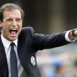 Juventus' coach Massimiliano Allegri shouts during a Serie A soccer match against Chievo Verona at the Bentegodi stadium in Verona, Italy, Saturday, Aug. 30, 2014. (AP Photo/Felice Calabro')